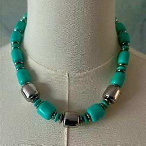 20 inch Faux Turquoise and Silver Necklace